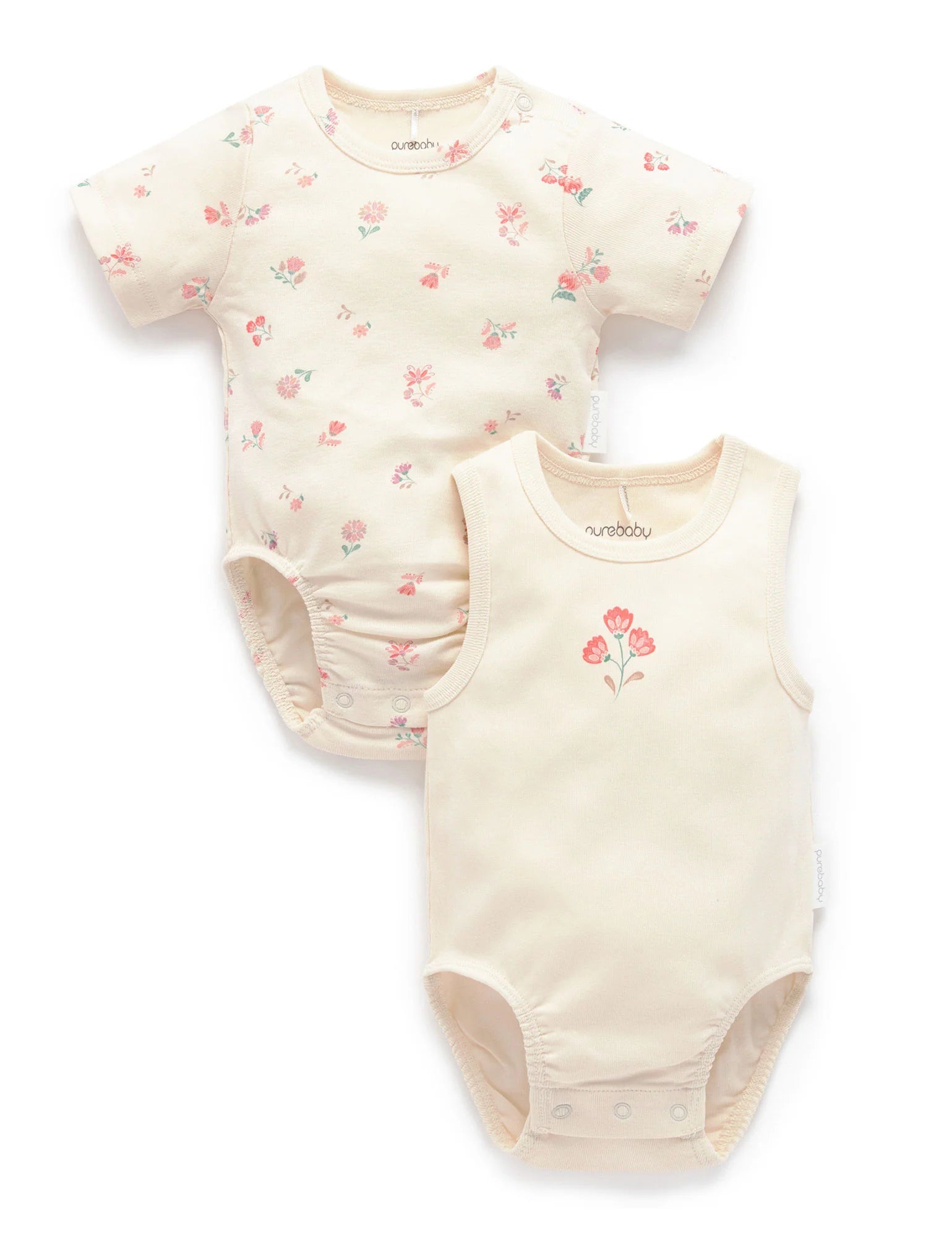 Short Sleeved Ribbed Bodysuit - Emilia Print