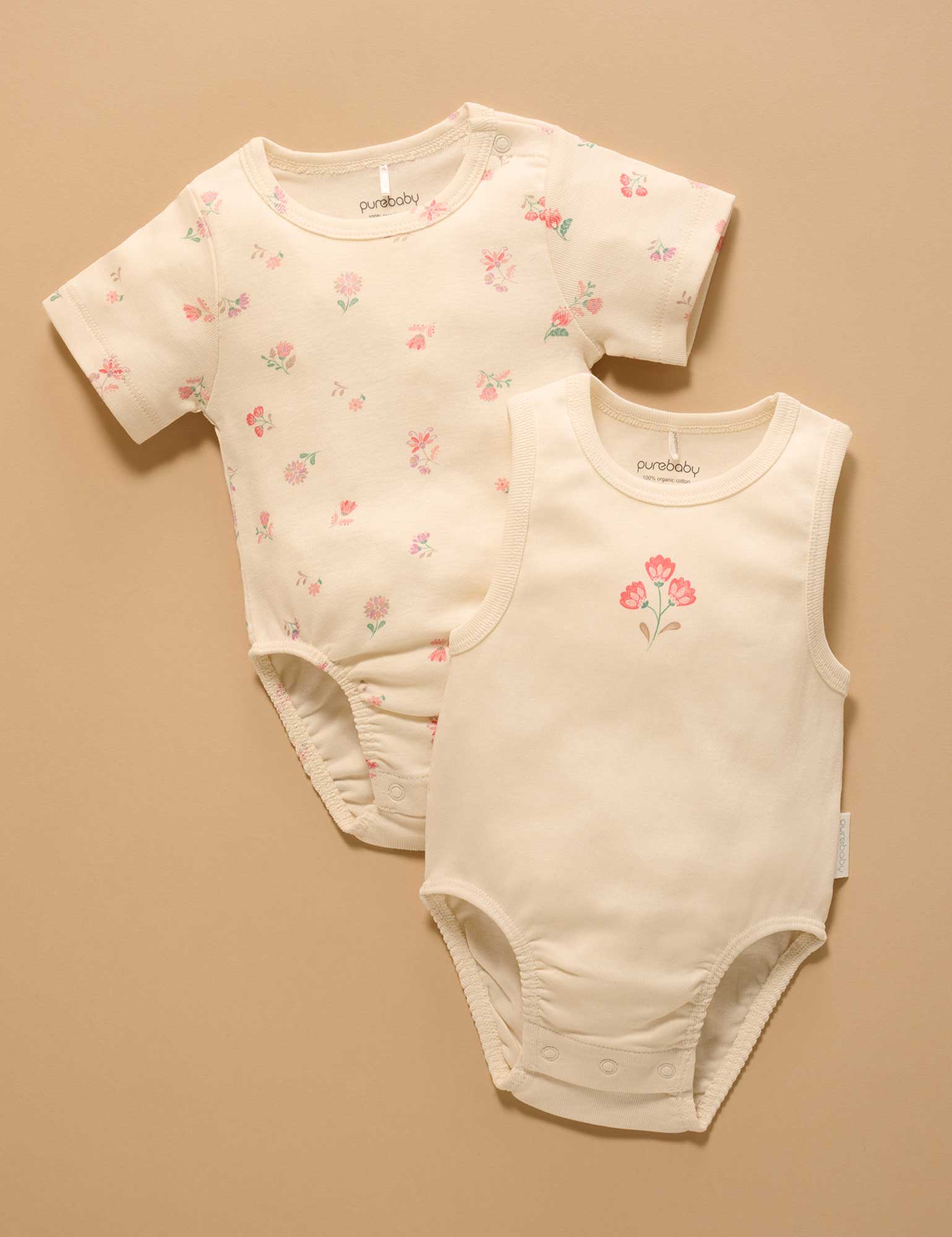 Short Sleeved Ribbed Bodysuit - Emilia Print