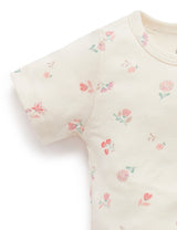 Short Sleeved Ribbed Bodysuit - Emilia Print