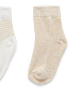 3 Pack Socks Wheat Melange/ Vanilla