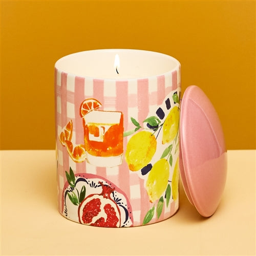 Positano Ceramic candle w/ lid