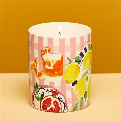 Positano Ceramic candle w/ lid