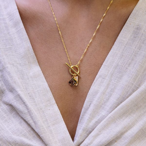 Pure Necklace in Gold with Herkimer Quartz