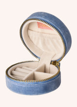 Load image into Gallery viewer, Round Velvet Jewellery Box Lovely Mum Denim

