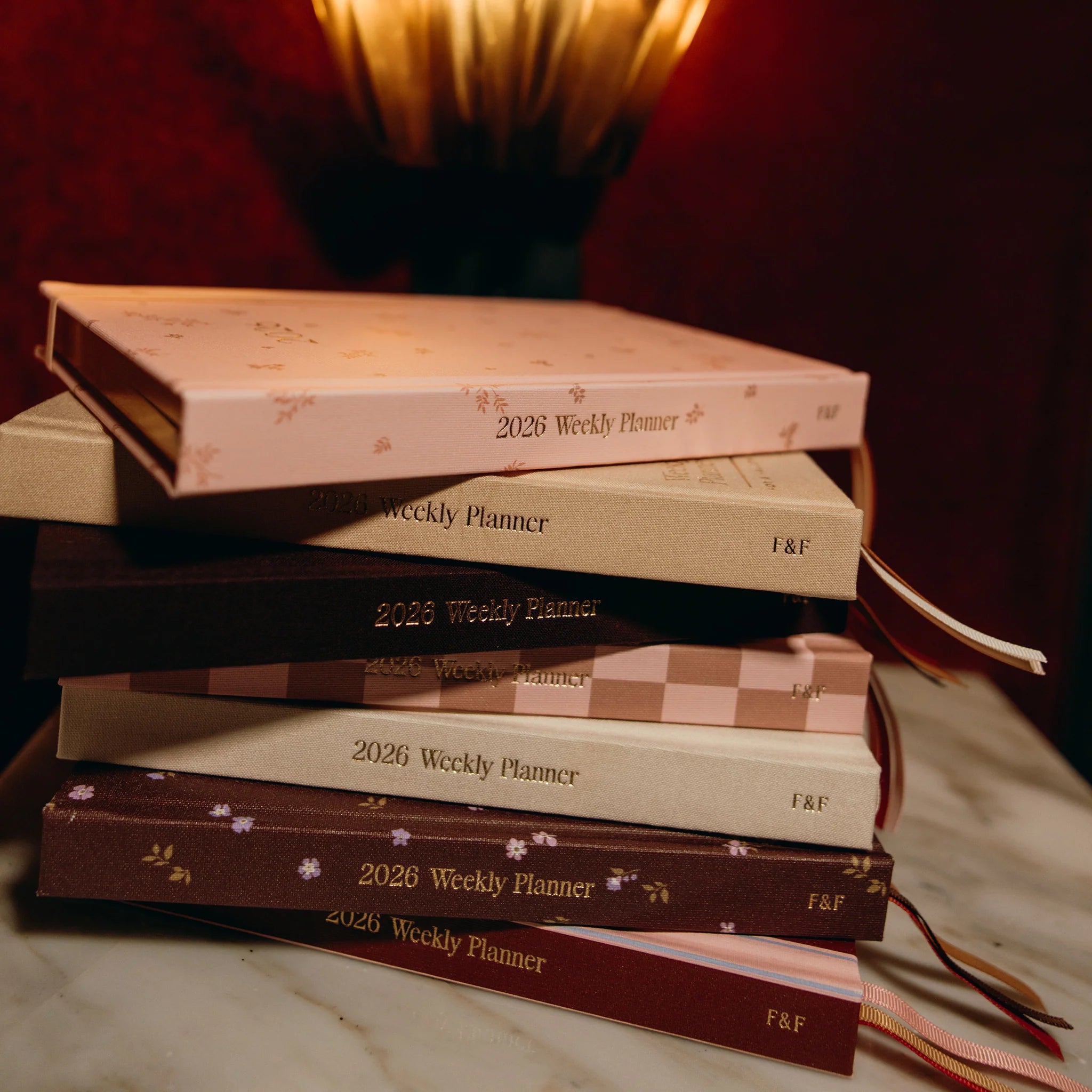2026 A5 Vertical Planner - Burgundy Stripe