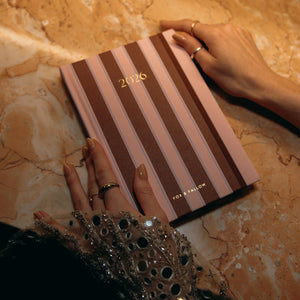 2026 A5 Vertical Planner - Burgundy Stripe