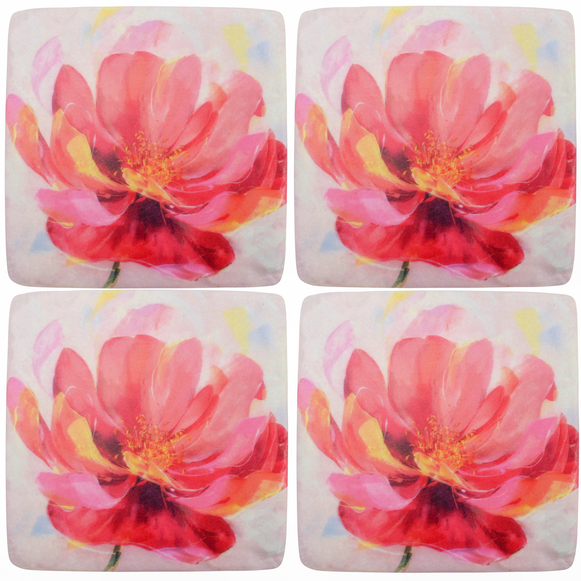 Flaming Bloom Coasters - Set of 4