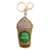 Iced Coffee Beaded Keychain