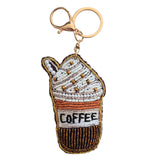 Coffee Lover Beaded Keychain