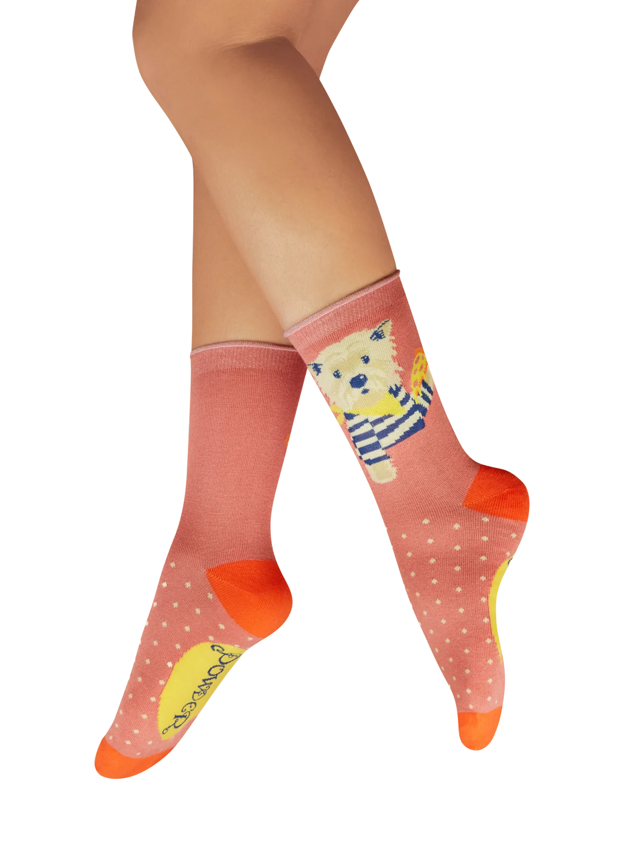 Ladies Knitted Ankle Socks Puppy Pizza Lover