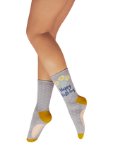 Ladies Knitted Ankle Socks Happy Birthday Daisies Lilac