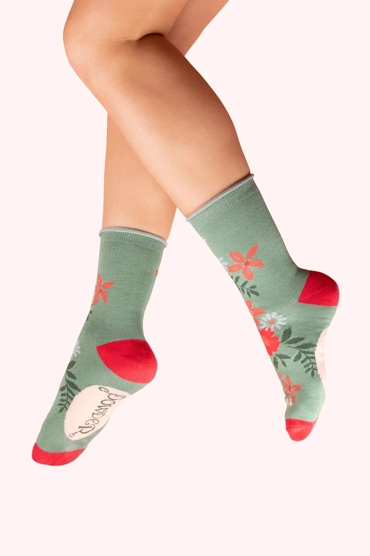 Ankle Socks - Floral Spray Olive