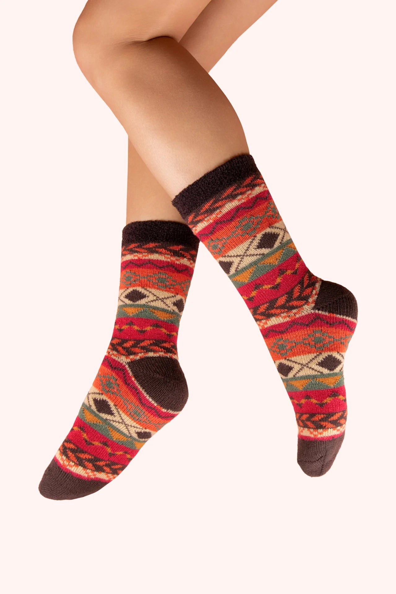 Cosy Fair Isle Socks - Russet