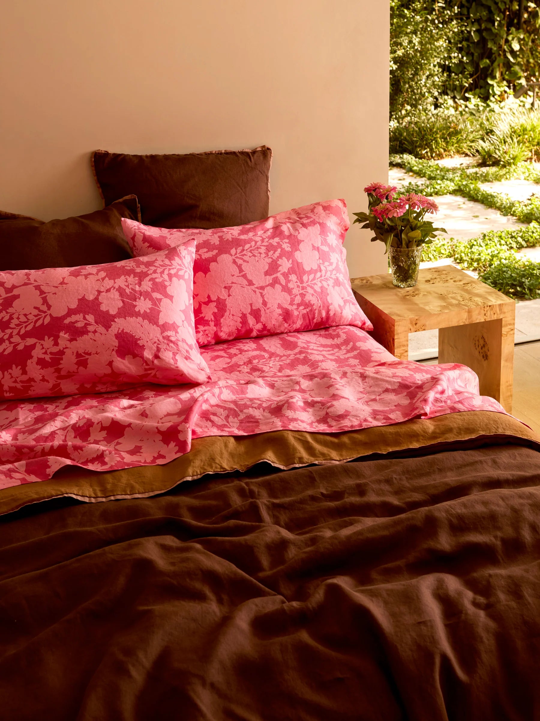 Petal Pink Linen Standard Pillowcases Set