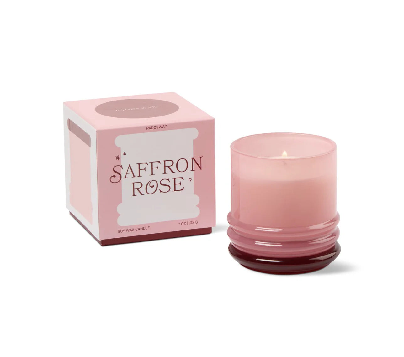 Stacked Glass Candle - Saffron Rose
