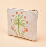 Jute Mini Zip Pouch - Paradise Palms