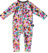 Confetti Pink Organic Long Sleeve Zip Romper