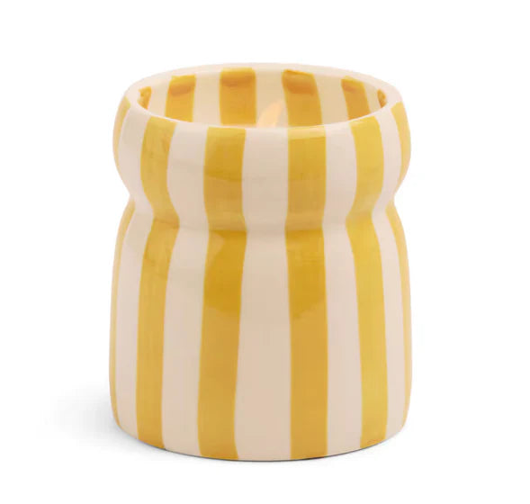 Ochre Stripped Ceramic Candle - Gold Coast Boxed