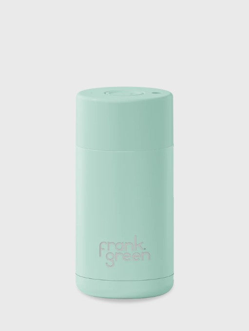 Ceramic Reusable Cup Peppermint with Push Button Lid