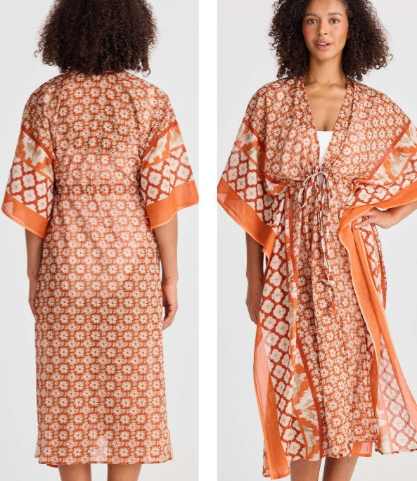 Asta Long Kaftan Rust Floral