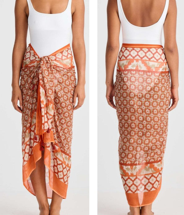 Stella Sarong/Scarf Rust Floral