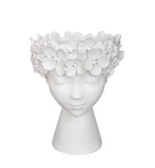 White Resin Flower Head Pot – Small