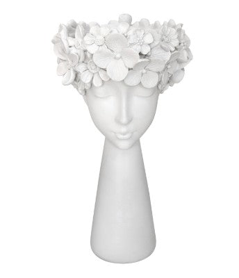 White Resin Flower Head Pot – Large
