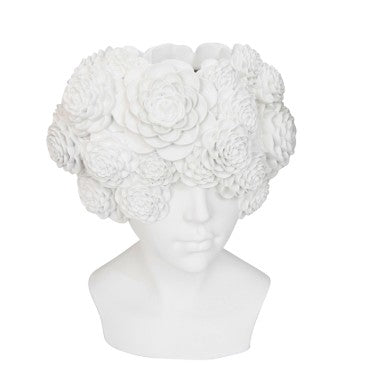 White Resin Flower Head Torso Vase