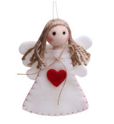 Wool White & Red Angel Heart Decoration