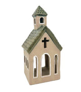 Ceramic Fawn & Green Tealight Church