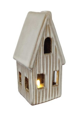 Ceramic Brown & Cream LED House – Small