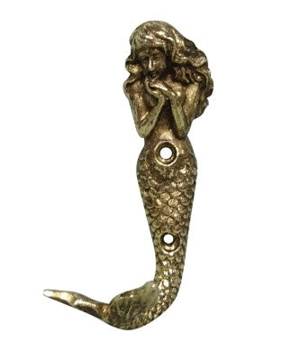 Gold Pewter Mermaid Wall Hook