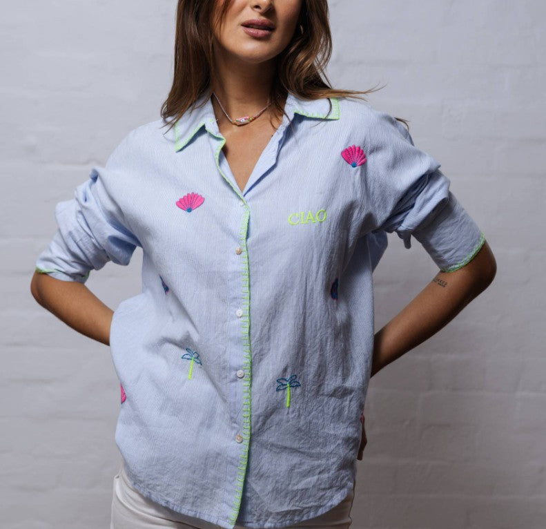 Ciao Shirt – La Dolce Vita Embroidered (Blue)