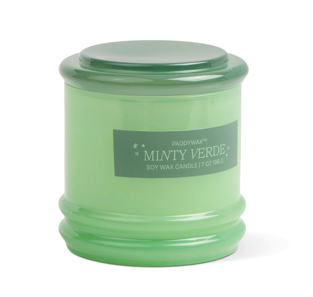 Stacked Glass Candle - Minty Verde