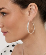 Organic Shape Hoop Earrings Silver