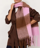 Pink & Chocolate Check Scarf