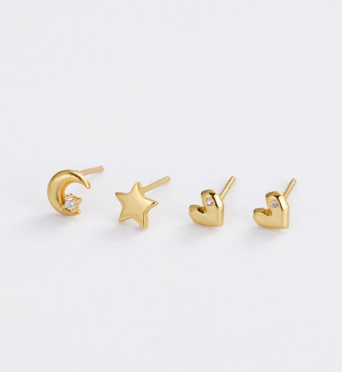 Start Moon Heart Set Gold