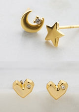 Start Moon Heart Set Gold