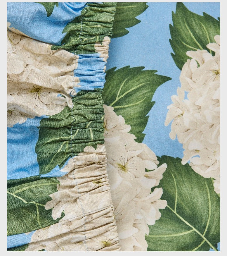 Hydrangea Blue Organic Cotton Fitted Sheet