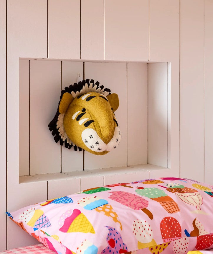 Tiger Felted Animal Wall Mount