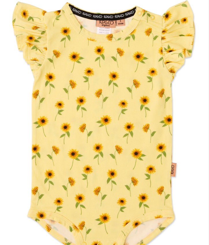 Sunflower Delight Organic Short Sleeve Frill Romper