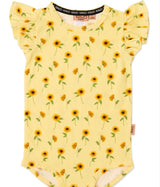 Sunflower Delight Organic Short Sleeve Frill Romper