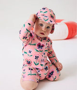 Pretty Pansy Baby Long Sleeve Zip Bathers