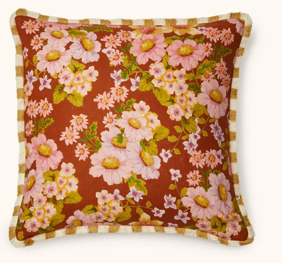 Buttercup Rust Linen Cushion