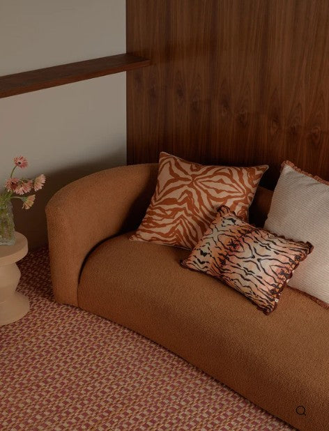 Zebra Tan Linen Cushion
