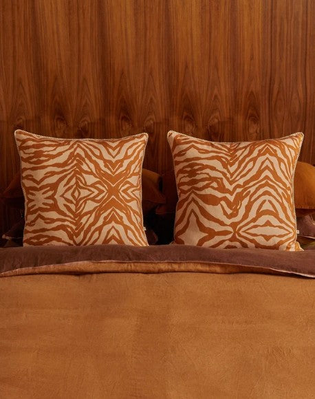 Zebra Tan Linen Cushion