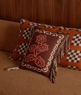 Lattice Tan Linen Cushion
