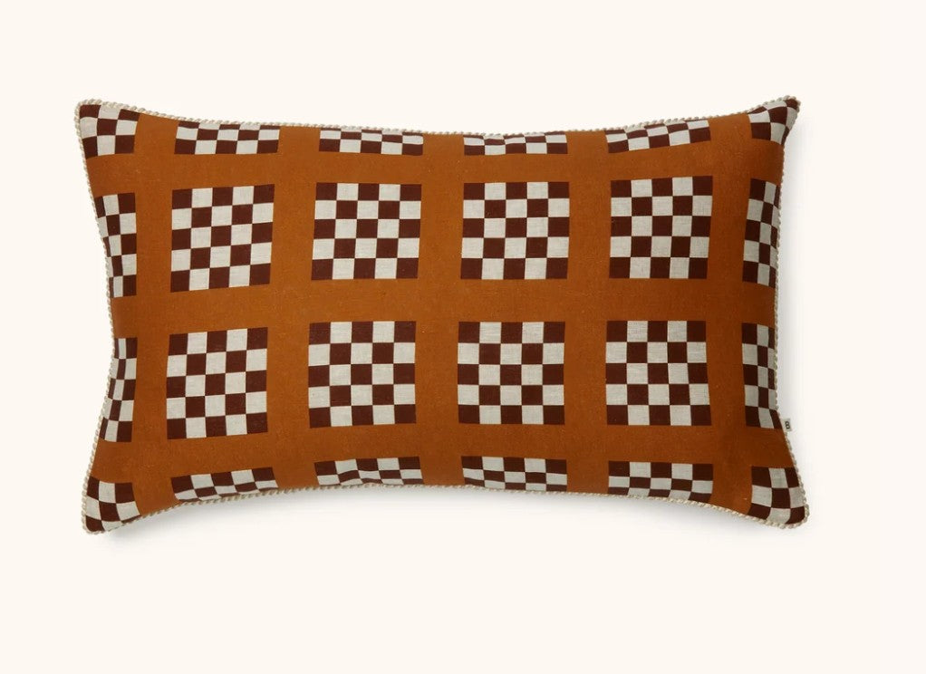 Lattice Tan Linen Cushion