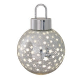 Crackle Glass LED Silver Bauble Lantern