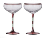 Lena S/2 Glass Rib Coupe | Mulberry/Rose